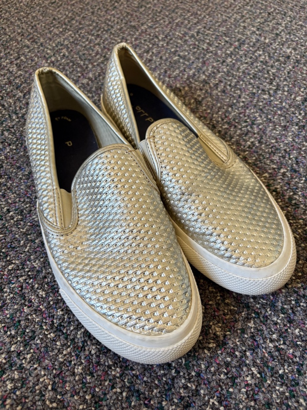 Sperry Metallic Silver Woven Slip-On Sneakers